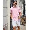 COOFANDY Mens Stretch Dress Shirts Short Sleeve Casual Button Down Shirts with Pocket(Pink)