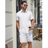 COOFANDY Mens Stretch Dress Shirts Short Sleeve Casual Button Down Shirts with Pocket(White)