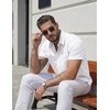COOFANDY Mens Stretch Dress Shirts Short Sleeve Casual Button Down Shirts with Pocket(White)