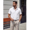 COOFANDY Mens Stretch Dress Shirts Short Sleeve Casual Button Down Shirts with Pocket(White)