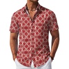 COOFANDY Mens Hawaiian Shirt Short Sleeve Button Down Beach Vacation Shirt Retro Summer Tropical Shirts(2-red Symmetrical Pattern)