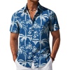COOFANDY Mens Hawaiian Shirt Short Sleeve Button Down Beach Vacation Shirt Retro Summer Tropical Shirts(Blue Palm Tree)