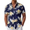 COOFANDY Mens Hawaiian Shirt Short Sleeve Button Down Beach Vacation Shirt Retro Summer Tropical Shirts(Dark Blue Aloha Flowers)