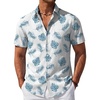 COOFANDY Mens Hawaiian Shirt Short Sleeve Button Down Beach Vacation Shirt Retro Summer Tropical Shirts(Light Blue Palm Leaf)