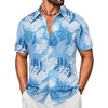 L - Light Blue & White Plam Leaf