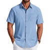 COOFANDY Men’s Short Sleeve Dress Shirts Wrinkle Free Casual Button Down Shirts with Pocket(Light Blue)