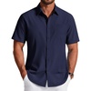 COOFANDY Men’s Short Sleeve Dress Shirts Wrinkle Free Casual Button Down Shirts with Pocket(Navy Blue)