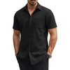 COOFANDY Mens Stretch Dress Shirts Short Sleeve Casual Button Down Shirts with Pocket(Black)