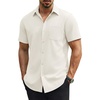COOFANDY Mens Stretch Dress Shirts Short Sleeve Casual Button Down Shirts with Pocket(Cream)