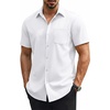 COOFANDY Mens Stretch Dress Shirts Short Sleeve Casual Button Down Shirts with Pocket(White)