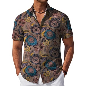 COOFANDY Mens Hawaiian Shirt Short Sleeve Button Down Beach Vacation Shirt Retro Summer Tropical Shirts(Hand Painted Flowers)