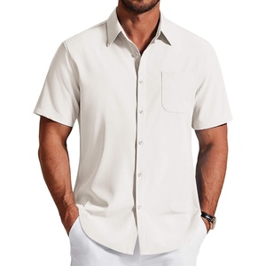 COOFANDY Men’s Short Sleeve Dress Shirts Wrinkle Free Casual Button Down Shirts with Pocket(Ivory White)