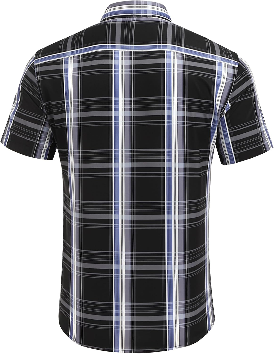 image:imageCOOFANDY Mens Plaid Button Down Shirts Short Sleeve Casual Summer Shirt Wrinkle Free Dress Shirts with PocketBlack Plaid