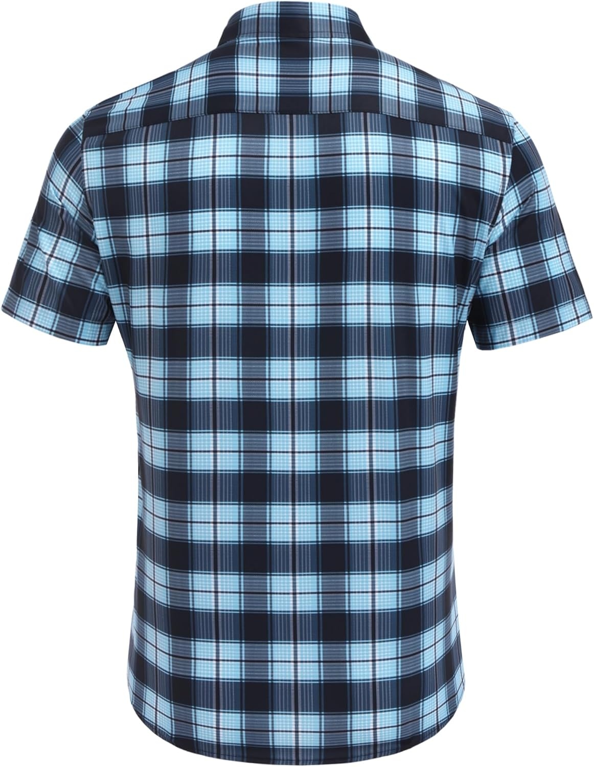 image:imageCOOFANDY Mens Plaid Button Down Shirts Short Sleeve Casual Summer Shirt Wrinkle Free Dress Shirts with PocketBlue Black Check