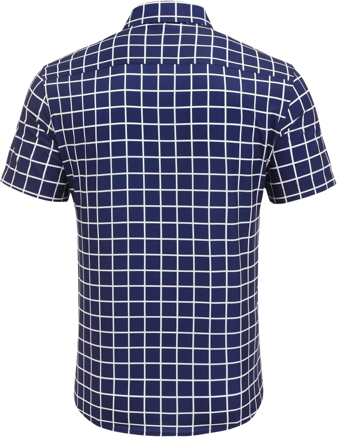 image:imageCOOFANDY Mens Plaid Button Down Shirts Short Sleeve Casual Summer Shirt Wrinkle Free Dress Shirts with PocketNavy Blue Plaid