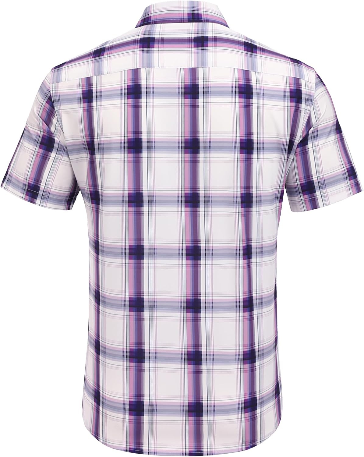 image:imageCOOFANDY Mens Plaid Button Down Shirts Short Sleeve Casual Summer Shirt Wrinkle Free Dress Shirts with PocketPurple Plaid