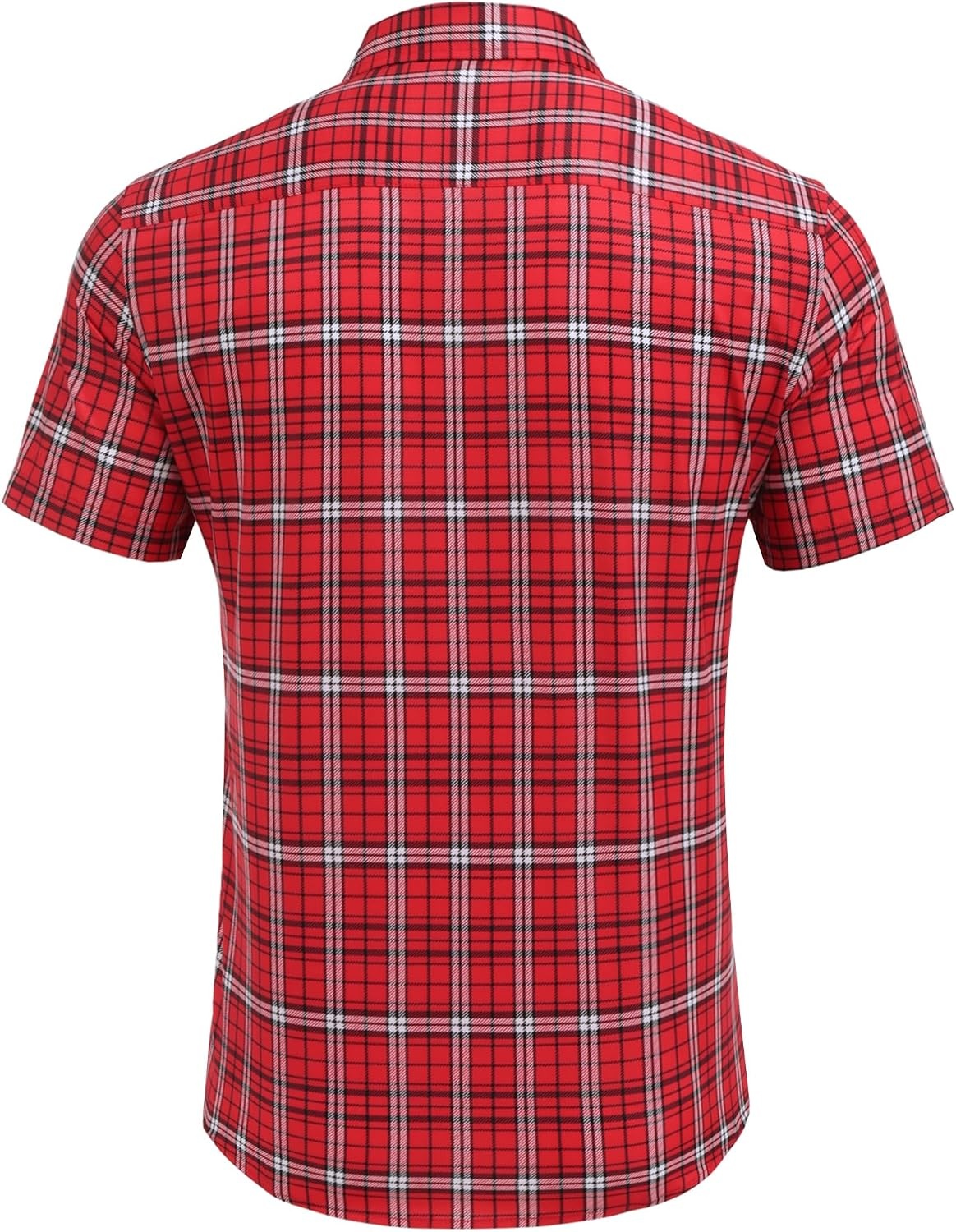 image:imageCOOFANDY Mens Plaid Button Down Shirts Short Sleeve Casual Summer Shirt Wrinkle Free Dress Shirts with PocketRed Check