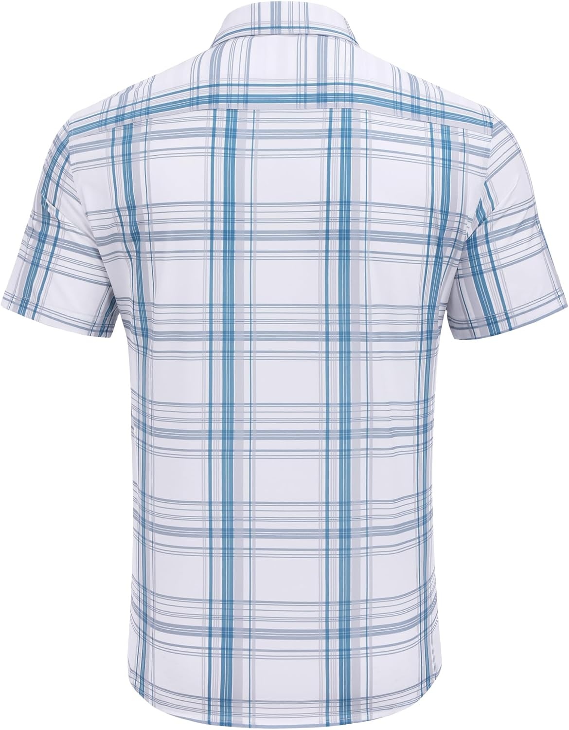image:imageCOOFANDY Mens Plaid Button Down Shirts Short Sleeve Casual Summer Shirt Wrinkle Free Dress Shirts with PocketWhite Blue Plaid