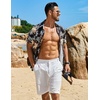 COOFANDY Men’s Hawaiian Shirt Short Sleeve Summer Button Down Shirts Tropical Vacation Beach Aloha Shirts with Pocket(Black – Palm Leaf)