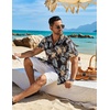 COOFANDY Men’s Hawaiian Shirt Short Sleeve Summer Button Down Shirts Tropical Vacation Beach Aloha Shirts with Pocket(Black – Palm Leaf)