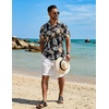 COOFANDY Men’s Hawaiian Shirt Short Sleeve Summer Button Down Shirts Tropical Vacation Beach Aloha Shirts with Pocket(Black – Palm Leaf)