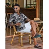 COOFANDY Men’s Hawaiian Shirt Short Sleeve Summer Button Down Shirts Tropical Vacation Beach Aloha Shirts with Pocket(Black – White Flower)