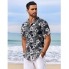 COOFANDY Men’s Hawaiian Shirt Short Sleeve Summer Button Down Shirts Tropical Vacation Beach Aloha Shirts with Pocket(Black – White Flower)