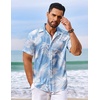 COOFANDY Men’s Hawaiian Shirt Short Sleeve Summer Button Down Shirts Tropical Vacation Beach Aloha Shirts with Pocket(Blue – White Leaf)