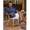 COOFANDY Men’s Hawaiian Shirt Short Sleeve Summer Button Down Shirts Tropical Vacation Beach Aloha Shirts with Pocket(Deep Blue – Leaf)