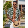 COOFANDY Men’s Hawaiian Shirt Short Sleeve Summer Button Down Shirts Tropical Vacation Beach Aloha Shirts with Pocket(Green – White Flower)