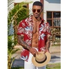 COOFANDY Men’s Hawaiian Shirt Short Sleeve Summer Button Down Shirts Tropical Vacation Beach Aloha Shirts with Pocket(Red – Tropical Leaf)