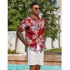 COOFANDY Men’s Hawaiian Shirt Short Sleeve Summer Button Down Shirts Tropical Vacation Beach Aloha Shirts with Pocket(Red – Tropical Leaf)