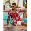 COOFANDY Men’s Hawaiian Shirt Short Sleeve Summer Button Down Shirts Tropical Vacation Beach Aloha Shirts with Pocket(Red – Tropical Leaf)