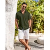 COOFANDY Shirts for Men Short Sleeve with Pocket Button Down Shirt Casual Summer Beach Shirts, Army Green, Small