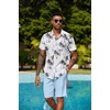 COOFANDY Men’s Hawaiian 2 Piece Outfits Floral Button Down Shirt and Shorts Vacation Outfits Summer Beach Matching Set(Island Light Blue)