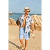 COOFANDY Men’s Hawaiian 2 Piece Outfits Floral Button Down Shirt and Shorts Vacation Outfits Summer Beach Matching Set(Island Light Blue)