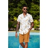 COOFANDY Men’s Hawaiian 2 Piece Outfits Floral Button Down Shirt and Shorts Vacation Outfits Summer Beach Matching Set(Island Sailboat Orange)