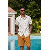 COOFANDY Men’s Hawaiian 2 Piece Outfits Floral Button Down Shirt and Shorts Vacation Outfits Summer Beach Matching Set(Island Sailboat Orange)