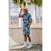 COOFANDY Men’s Hawaiian 2 Piece Outfits Floral Button Down Shirt and Shorts Vacation Outfits Summer Beach Matching Set(Leaf Green)
