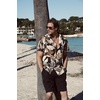 COOFANDY Men’s Hawaiian 2 Piece Outfits Floral Button Down Shirt and Shorts Vacation Outfits Summer Beach Matching Set(Palm Leaf Black)