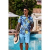 COOFANDY Men’s Hawaiian 2 Piece Outfits Floral Button Down Shirt and Shorts Vacation Outfits Summer Beach Matching Set(Palm Leaf Blue)