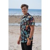 COOFANDY Men’s Hawaiian 2 Piece Outfits Floral Button Down Shirt and Shorts Vacation Outfits Summer Beach Matching Set(Pineapple Leaf Black)