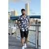 COOFANDY Men’s Hawaiian 2 Piece Outfits Floral Button Down Shirt and Shorts Vacation Outfits Summer Beach Matching Set(White Floral Navy)