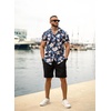 COOFANDY Men’s Hawaiian 2 Piece Outfits Floral Button Down Shirt and Shorts Vacation Outfits Summer Beach Matching Set(White Floral Navy)