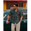 COOFANDY Men’s Hawaiian Shirt Short Sleeve Floral Button Down Shirts Tropical Holiday Beach Shirts(Blue Oil Painting)