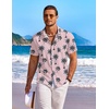 COOFANDY Men’s Hawaiian Shirt Short Sleeve Floral Button Down Shirts Tropical Holiday Beach Shirts(Pink Tree)