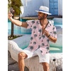 COOFANDY Men’s Hawaiian Shirt Short Sleeve Floral Button Down Shirts Tropical Holiday Beach Shirts(Pink Tree)