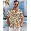 COOFANDY Men’s Hawaiian Shirt Short Sleeve Floral Button Down Shirts Tropical Holiday Beach Shirts(Retro Yellow Flower)