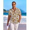 COOFANDY Men’s Hawaiian Shirt Short Sleeve Floral Button Down Shirts Tropical Holiday Beach Shirts(Retro Yellow Flower)