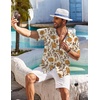COOFANDY Men’s Hawaiian Shirt Short Sleeve Floral Button Down Shirts Tropical Holiday Beach Shirts(Retro Yellow Flower)